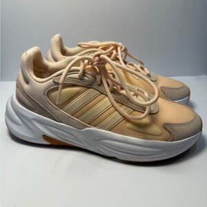 Adidas Women's Beige and White Sneakers